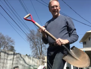 Jeff holding shovel -- video