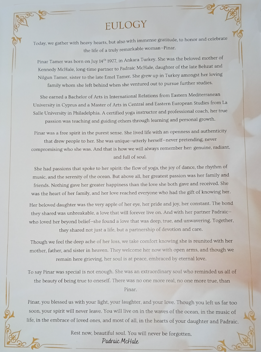 Eulogy read at the funeral service Sept 19, 2025