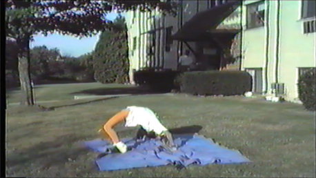 doing gymnastic on the grass